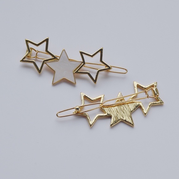 LAST Triple Star Hair Pin / Gold White - Picture 3 of 4